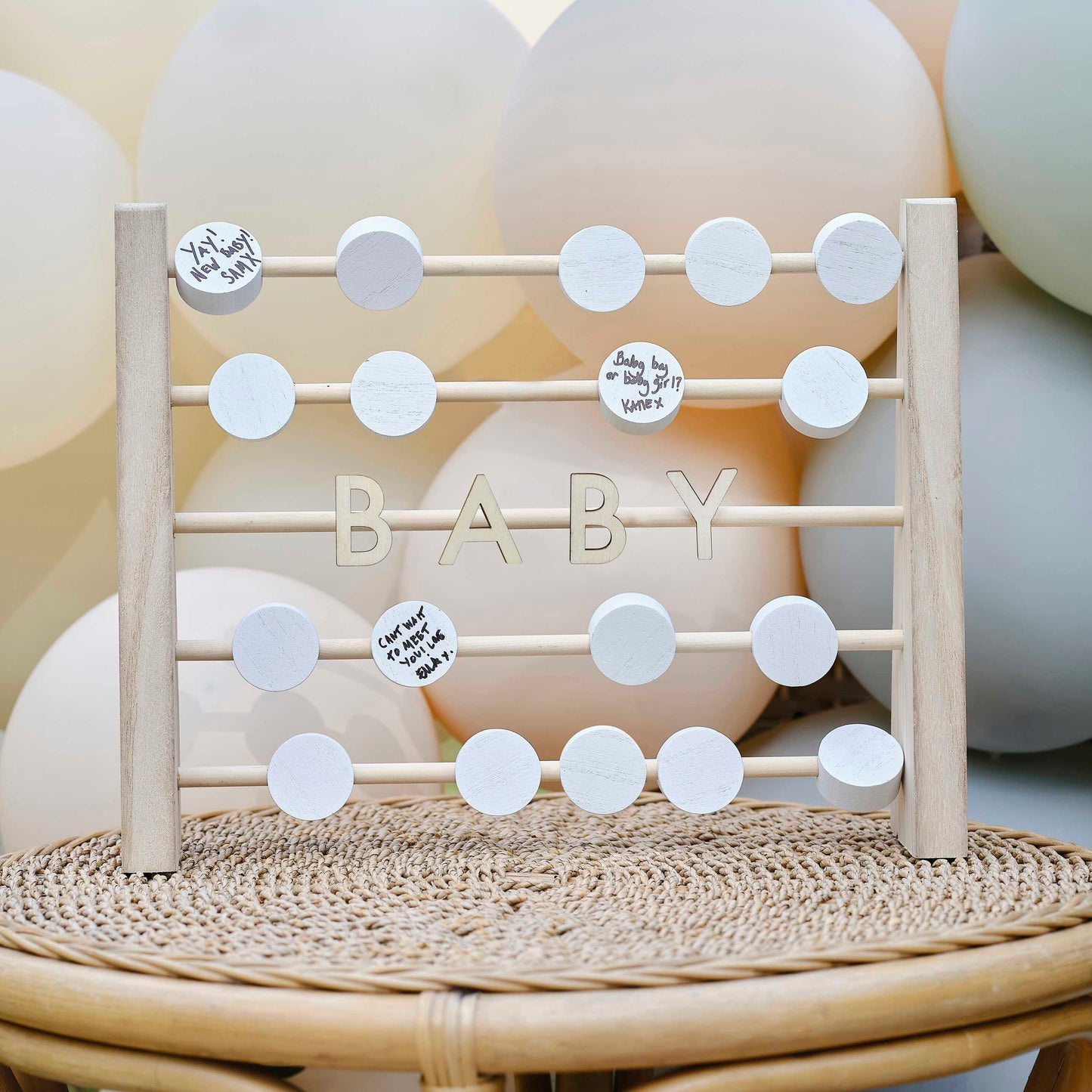 Wooden Abacus Baby Shower Guest Book