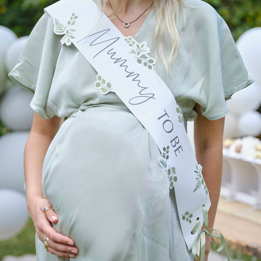 Mummy to Be Botanical Baby Shower Sash