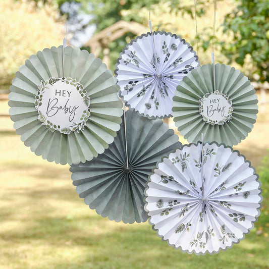 Hey Baby Paper Fan Baby Shower Decorations