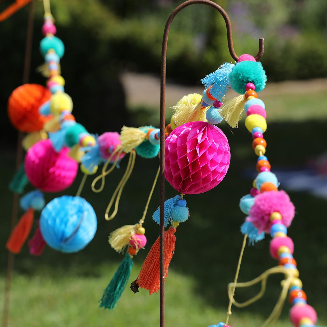 Colourful Pom Pom Garland with Tassel