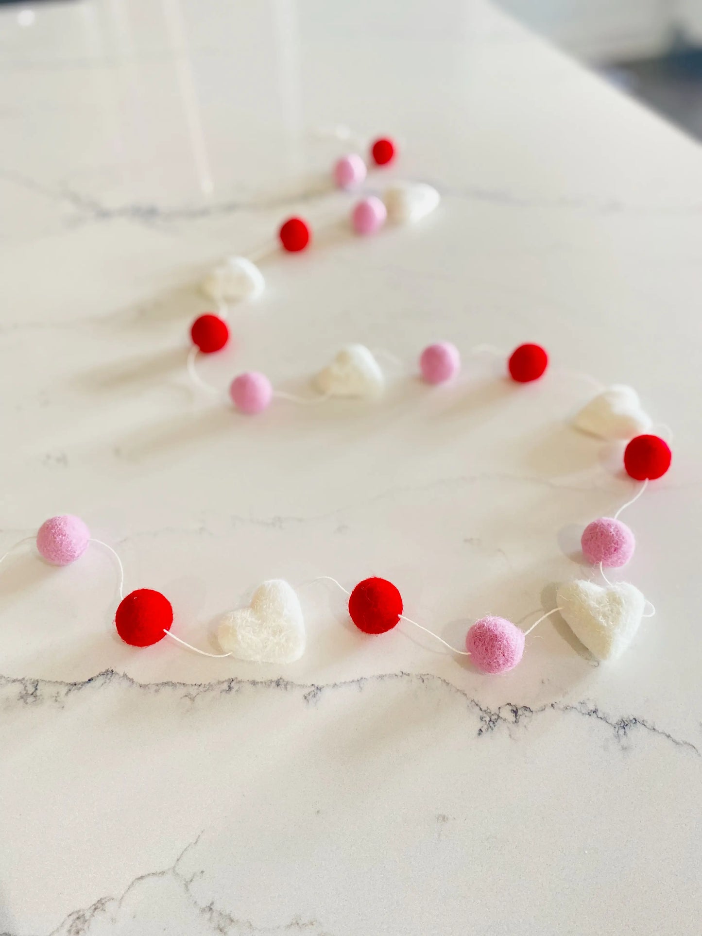 Romance Wool Felt Ball Garland - Valentine Boho Decor