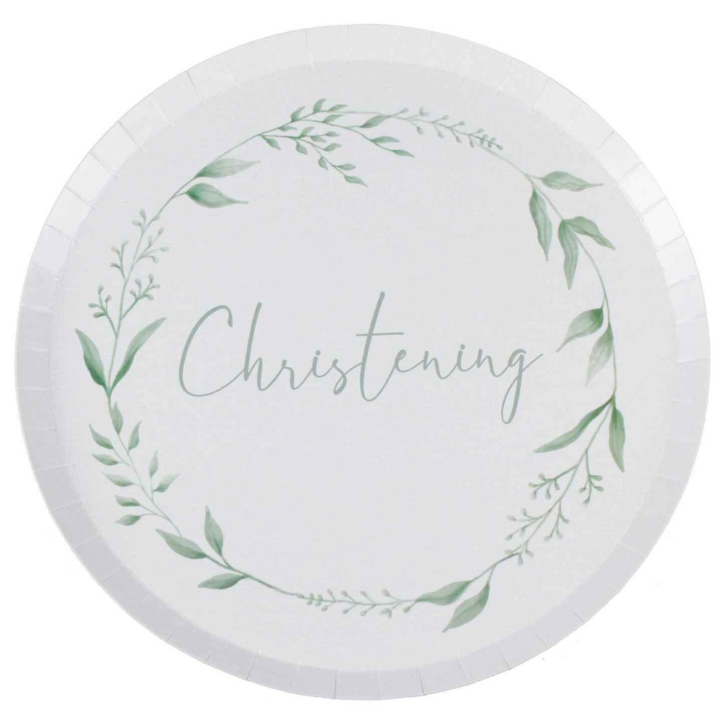 Paper plate baptism white and green