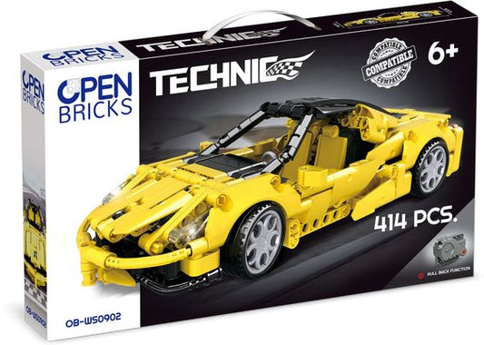 OPEN BRICKS - Sports Car Yellow (clamping block sports car Technic set)