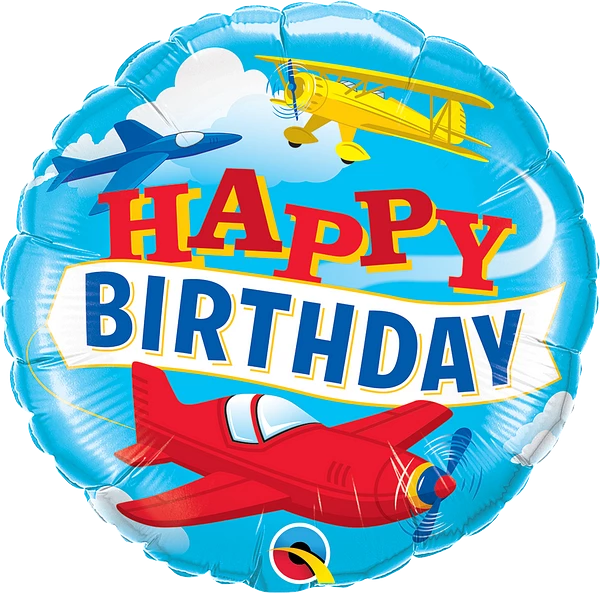 Happy Birthday Airplanes Foil Balloon