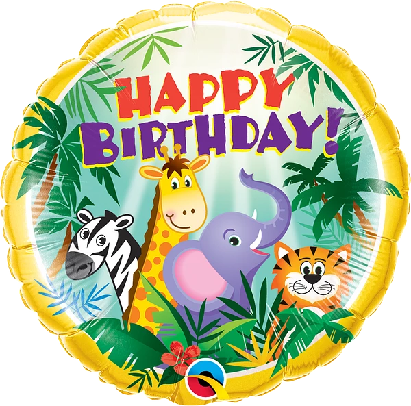 Happy Birthday Jungle Friends Foil Balloons