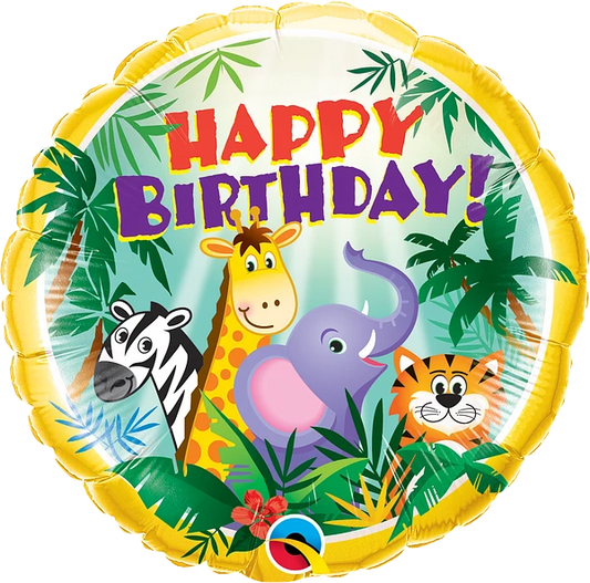 Happy Birthday Jungle Friends Foil Balloons