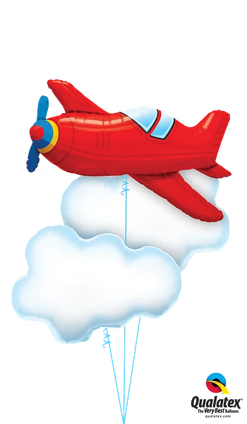 Red Vintage Airplane Foil Balloon