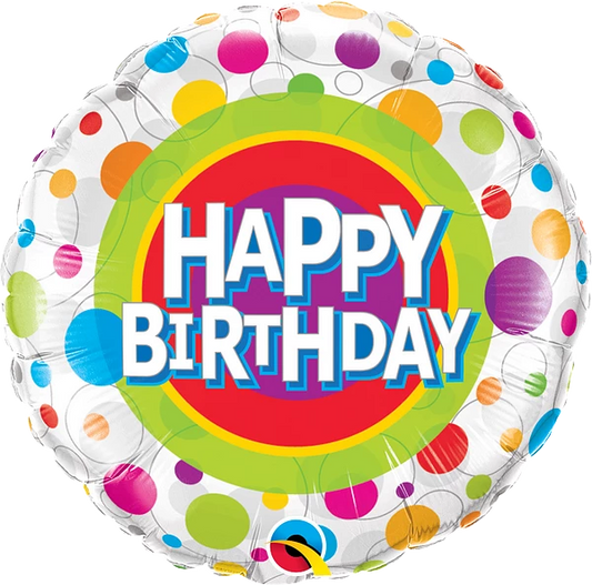 Happy Birthday Colorful Dots Foil Balloon