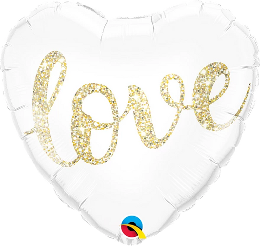 Love Glitter Gold Foil Balloon