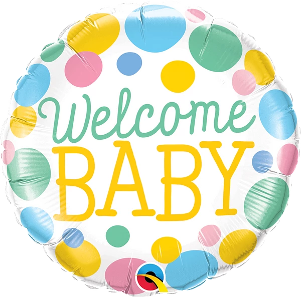 Welcome Baby Dots Foil Balloon