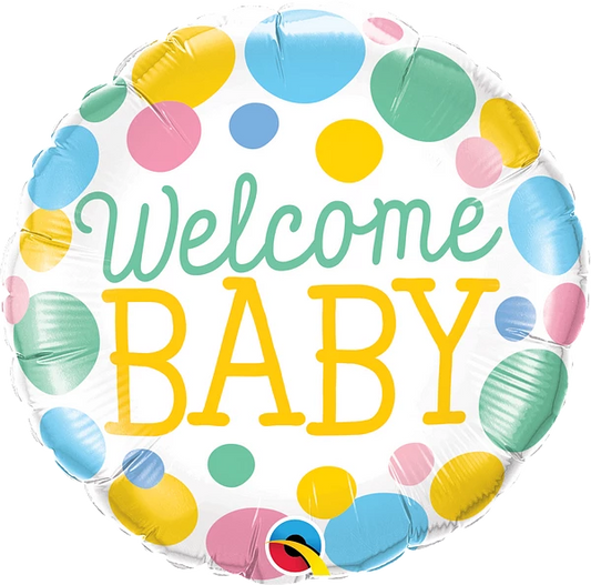 Welcome Baby Dots Foil Balloon