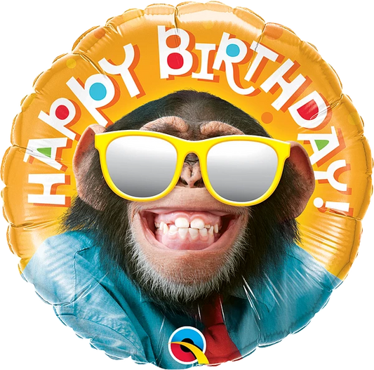 Birthday Smilin' Chimp Foil Balloon