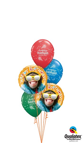 Birthday Smilin' Chimp Foil Balloon