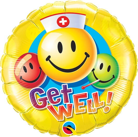 Ballon en aluminium Get Well Smiley Faces 