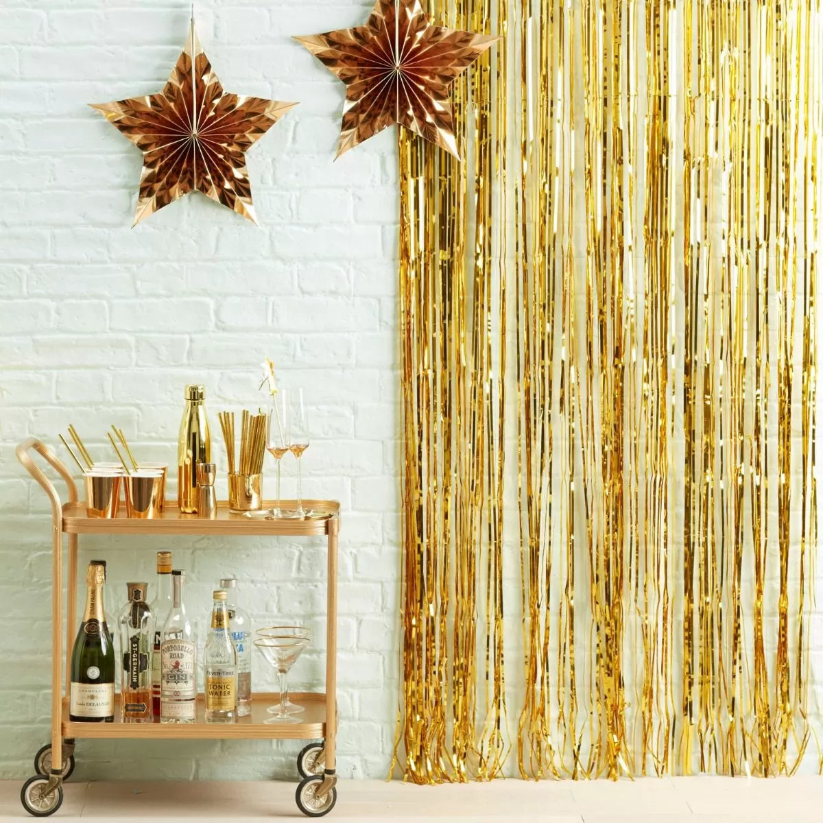 Metallic Star Gold Fringe Curtain