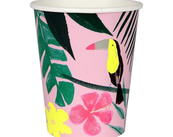 Pink tropical party cups