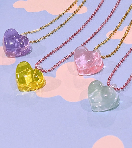 Pop Cutie Jello Heart Kids Necklaces