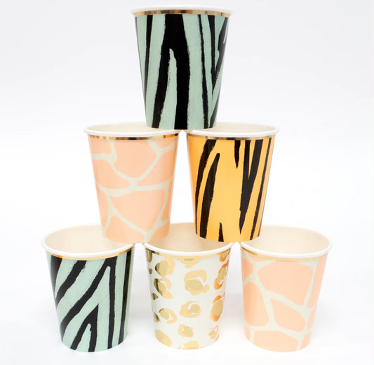 Safari Animal Print Party Cups (x 8)