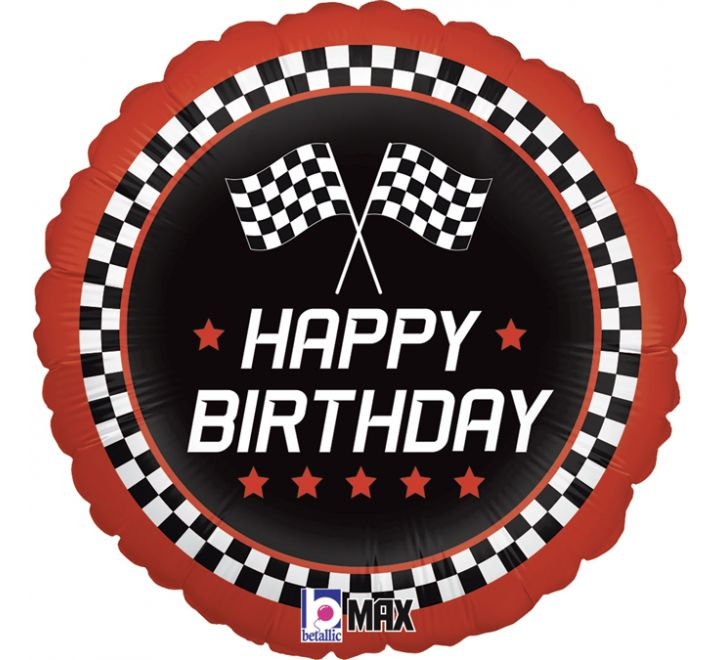 18IN CHECKERED FLAG BIRTHDAY FOIL BALLOON