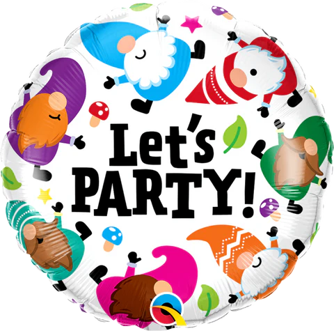 18" ROUND FOIL LET'S PARTY GNOMES #23161 - EACH