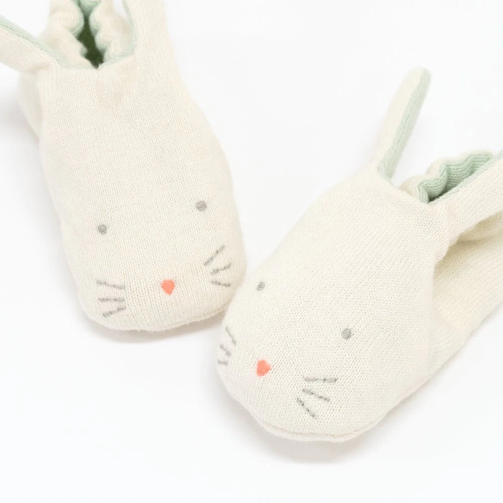 Mint Bunny Baby Booties