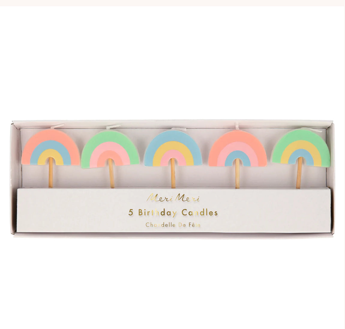 Rainbow Party Candles (x 5)