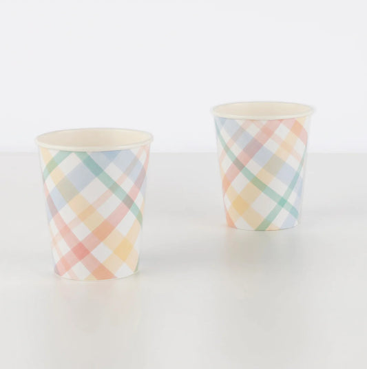 Plaid Pattern Cups (x 8)