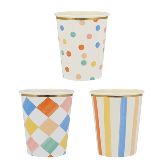 Colourful Pattern Cups (x 8)