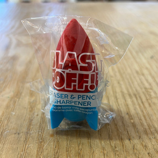 Red blast off eraser sharpener