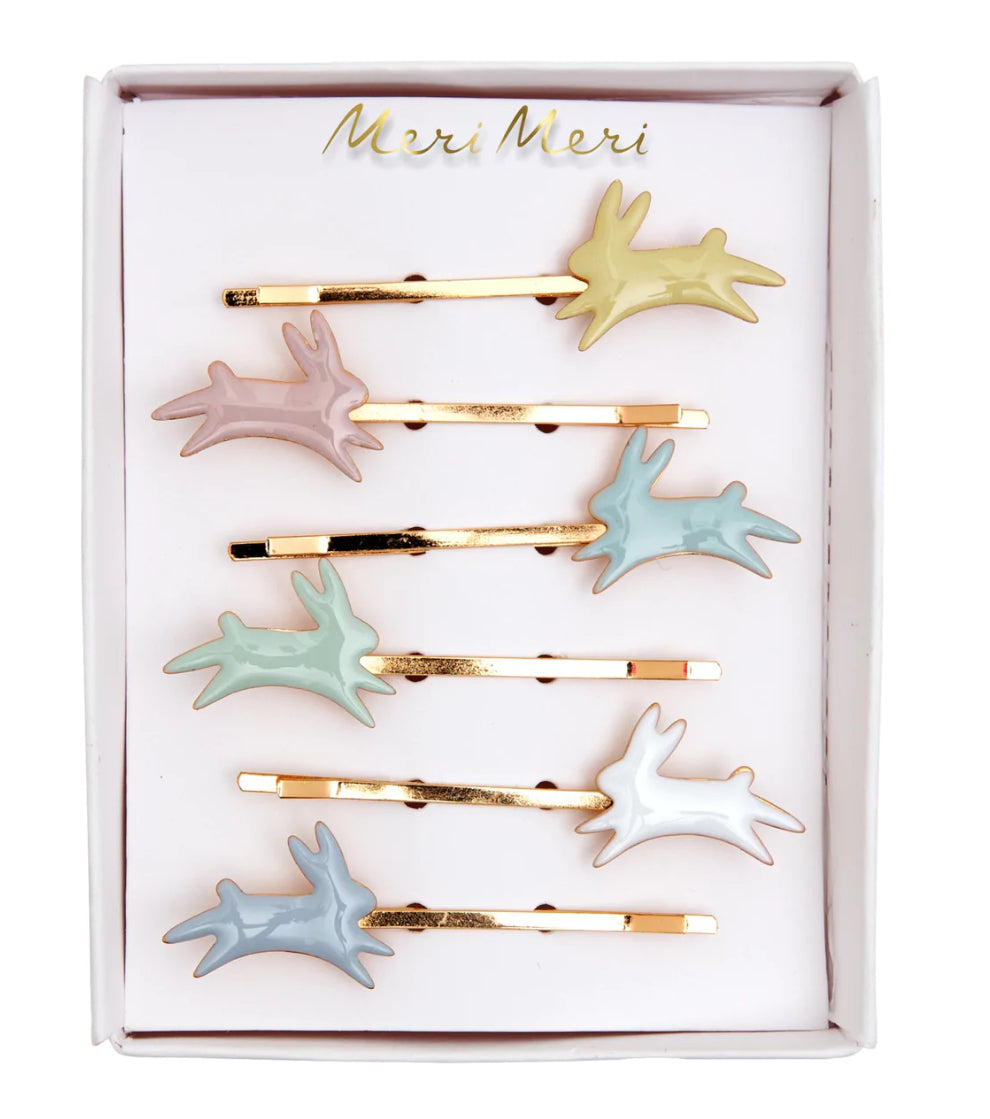 Bunny Enamel Hair Slides (x 6)