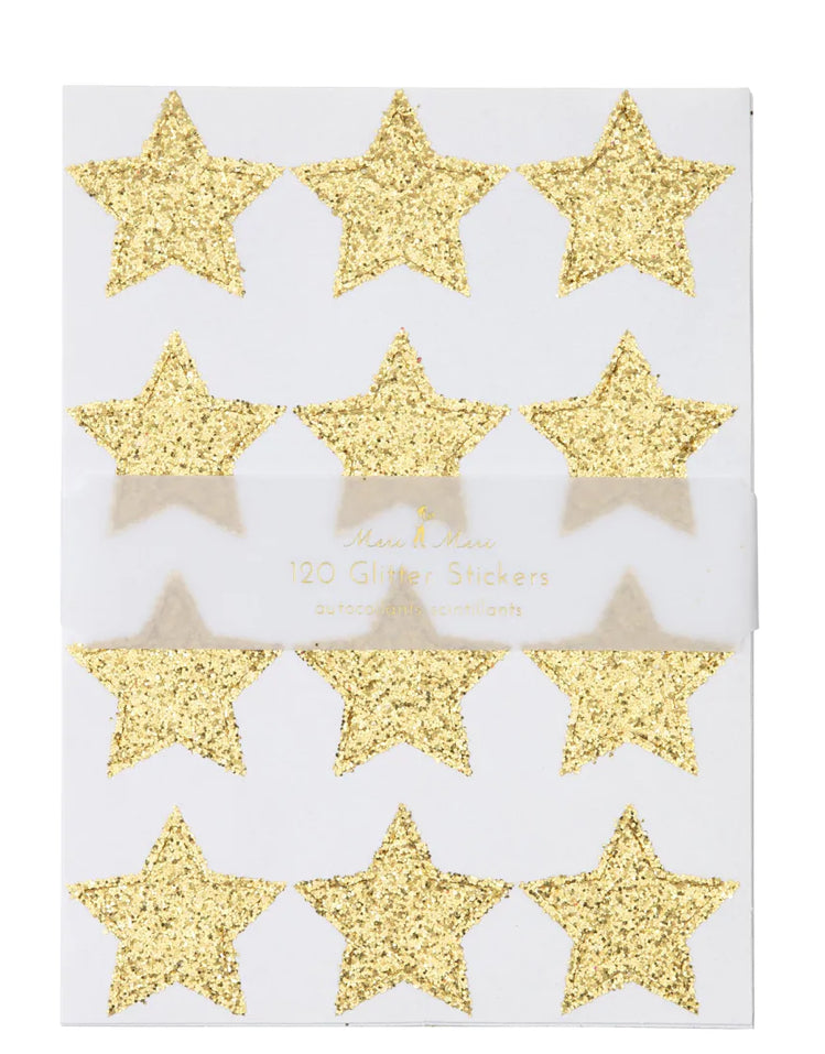 Gold Glitter Stars Sticker Sheets (x 10 sheets)