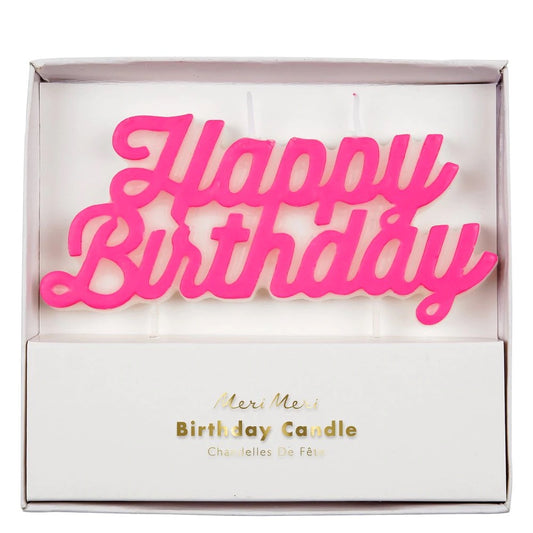 Pink Happy Birthday Candle