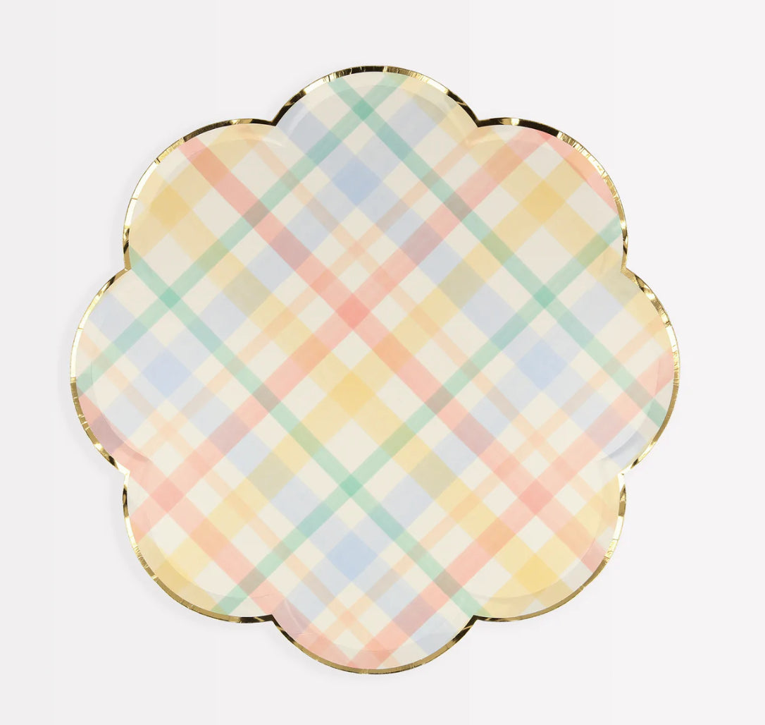 Plaid Pattern Side Plates (x 8)