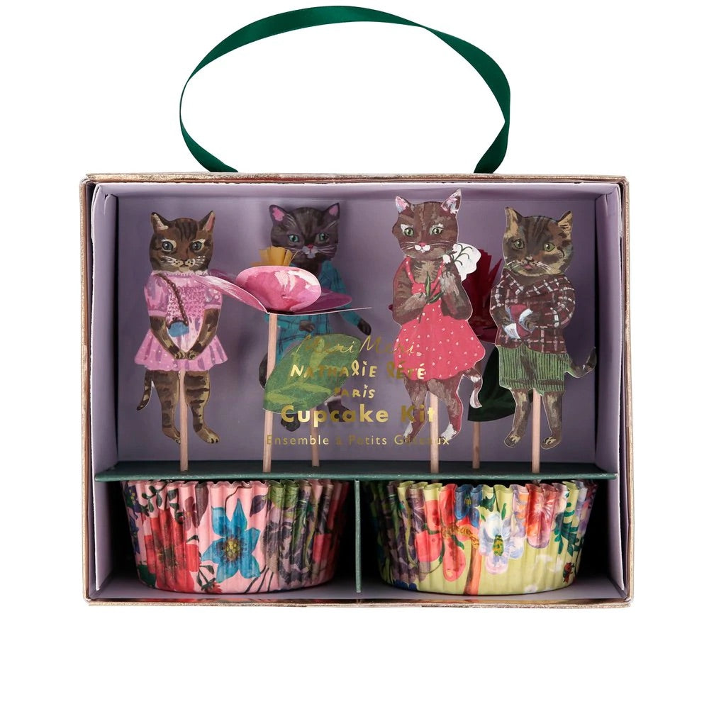 Nathalie Lete Flora Cat Cupcake Kit (set of 24 toppers