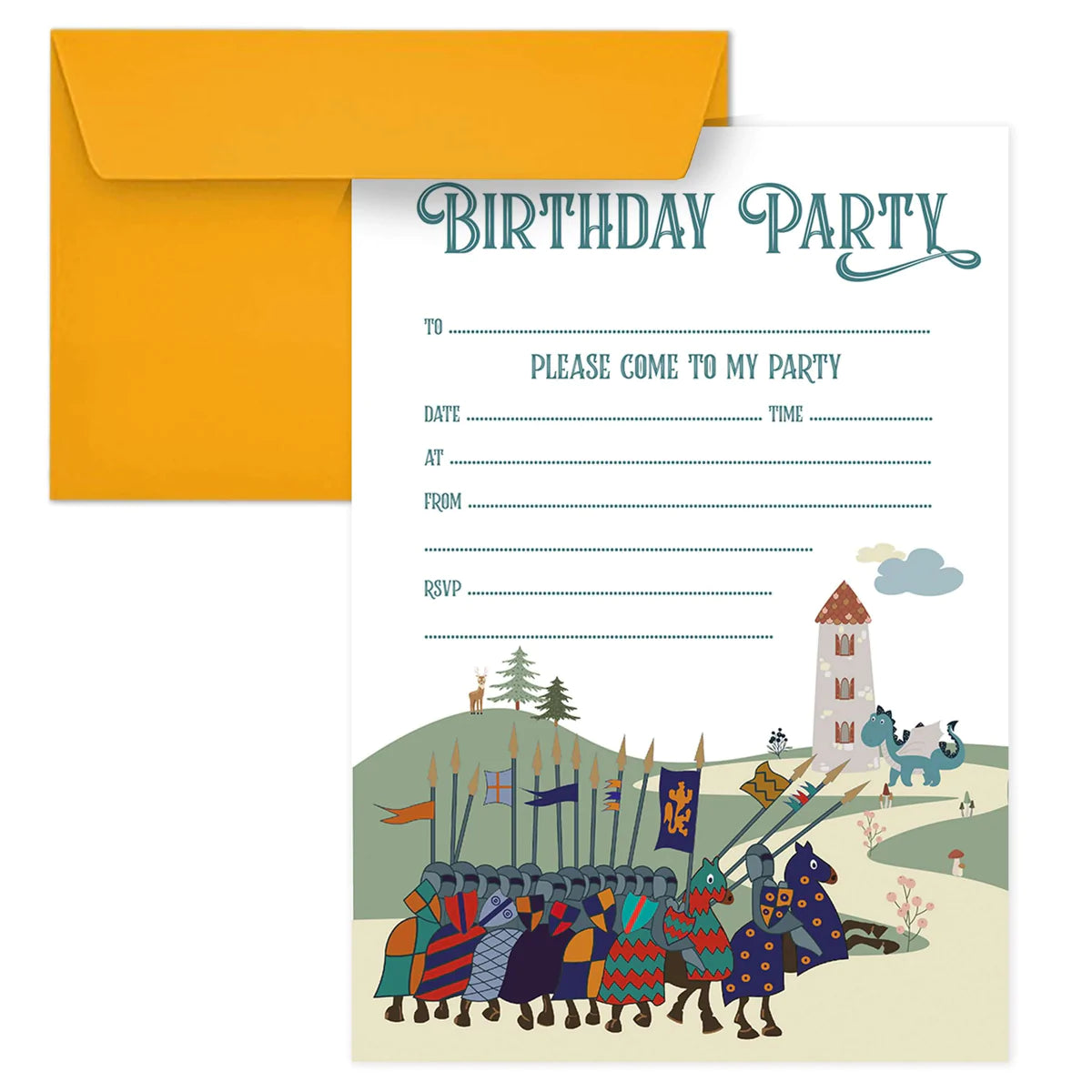 KNIGHT AT DRAGON CASTLE PARTY INVITATIONS