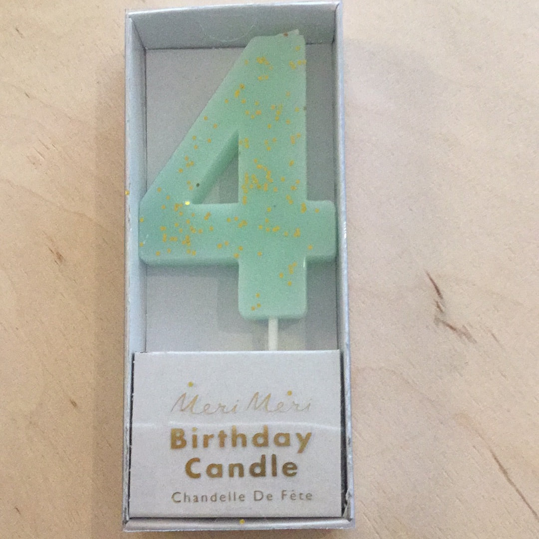 Mint number 4 candle