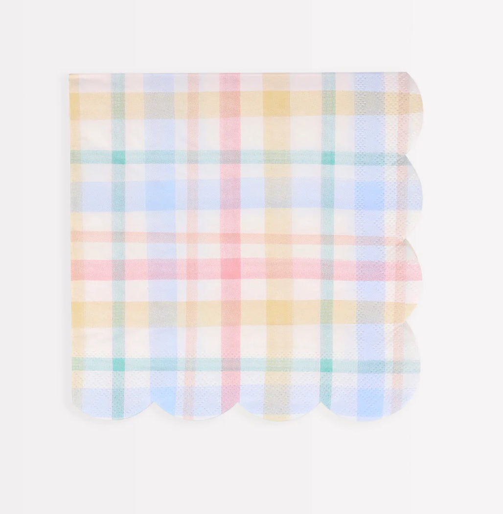 Plaid Pattern Large Napkins (x 16)