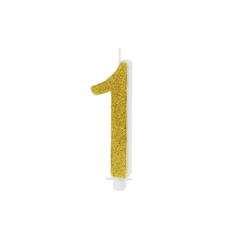 Birthday candle Number 1, gold, 10cm