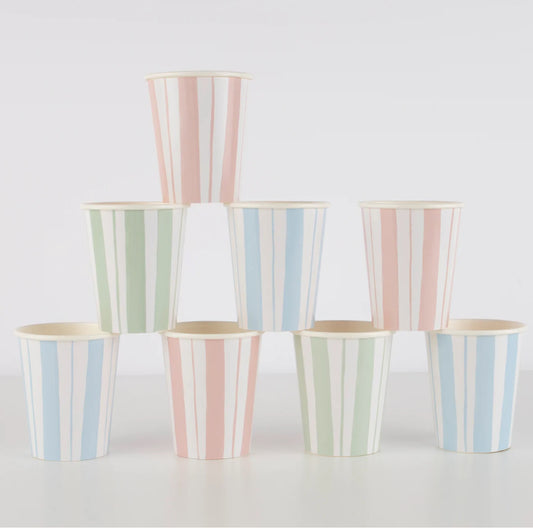 Ticking Stripe Cups (x 8)