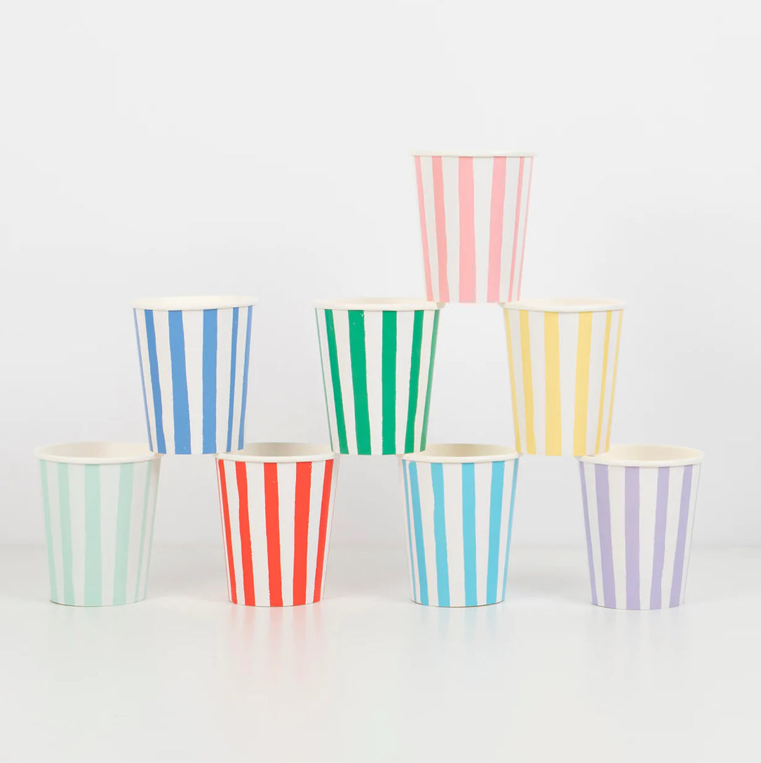 Mixed Stripe Cups (x 8)