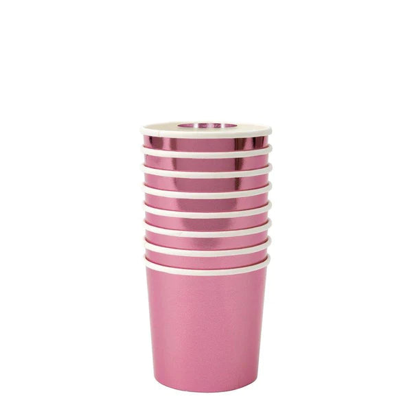 Metallic pink tumbler cups