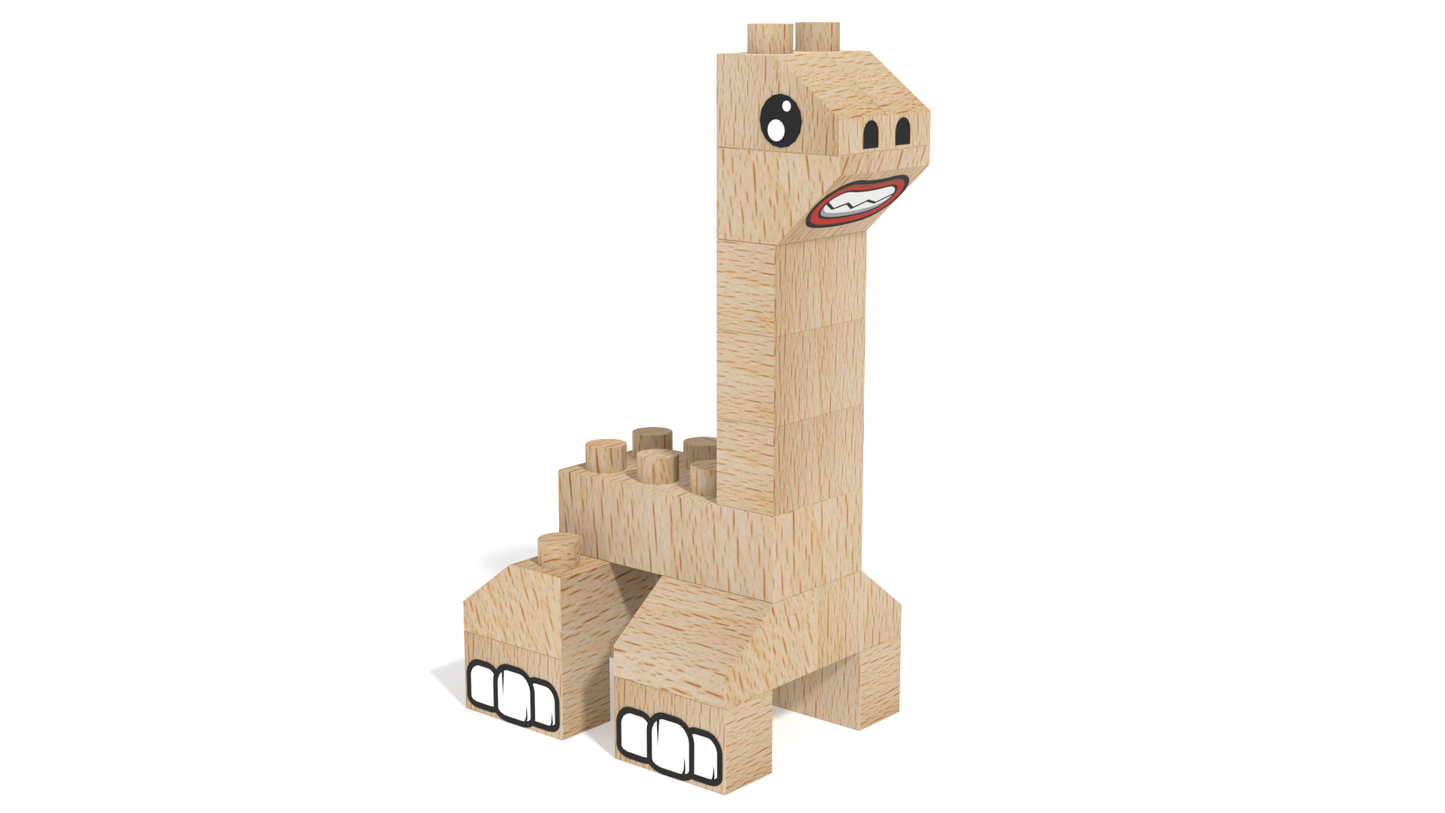 FabBrix - Dino Park (compatible wooden building block set)