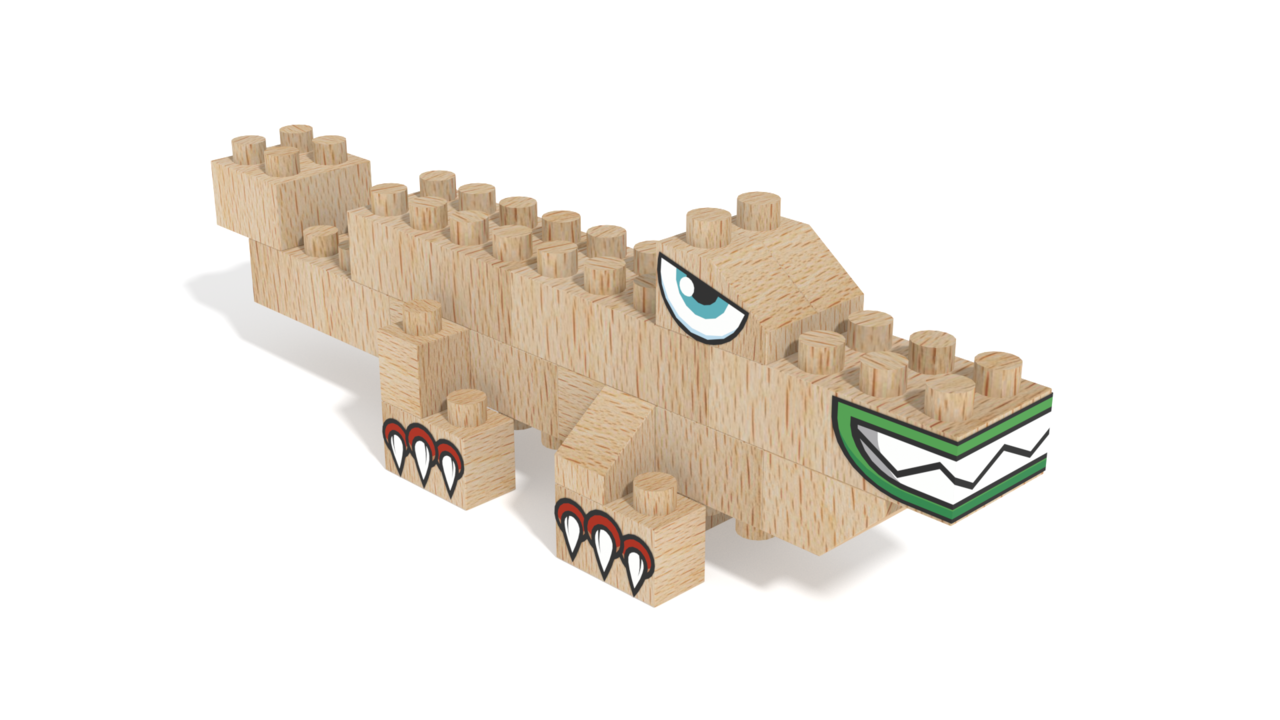 FabBrix - Dino Park (compatible wooden building block set)