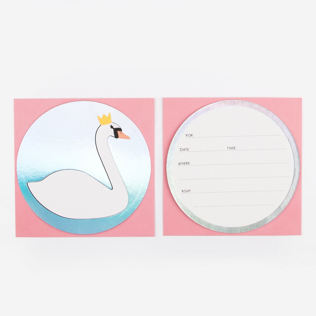 Birthday invitation card Swan