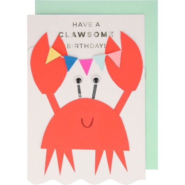 Crab With Bunting Birthday Card