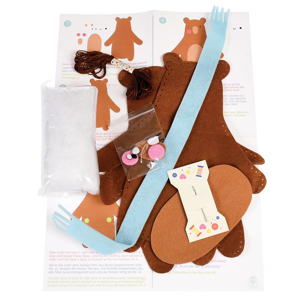 Sew your own felt Bruno the bear