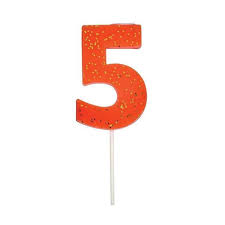 Number candle - 5 orange