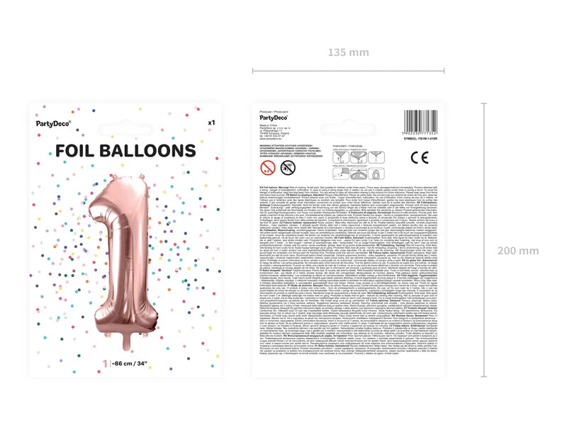 Foil Balloon Number 1 rose gold