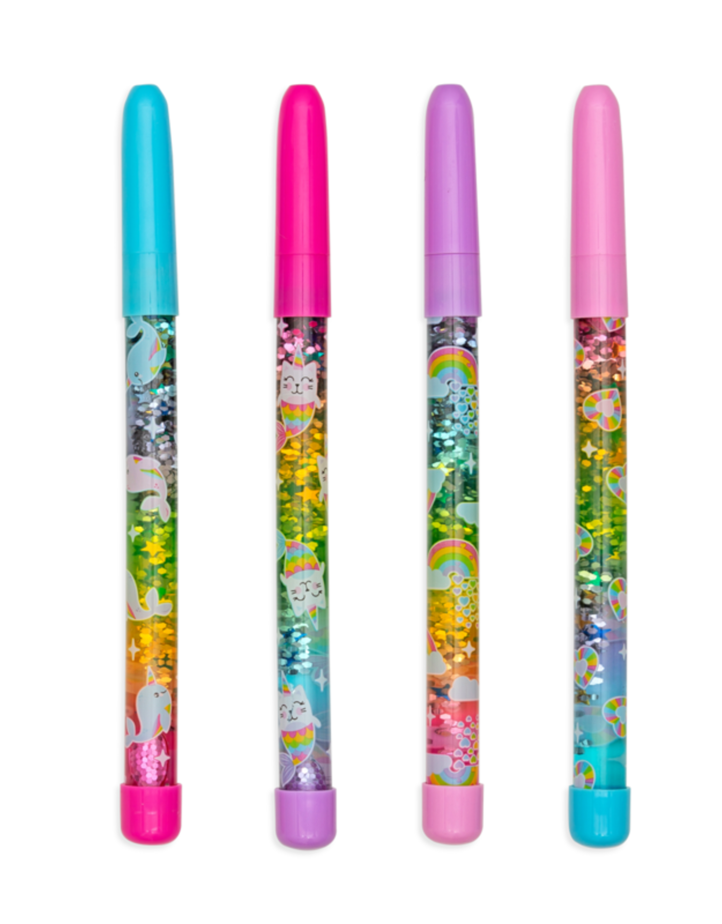 Stylos à bille Rainbow Glitter Wand - Pot de 24 