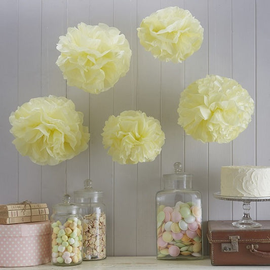 TISSUE PAPER POM POMS YELLOW